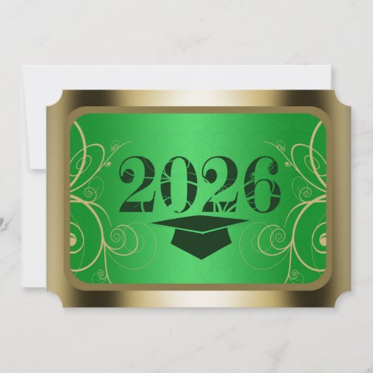 Groene en Gouden Kader Afstuderen Kaart (Voorkant)