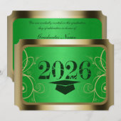Groene en Gouden Kader Afstuderen Kaart (Voorkant / Achterkant)
