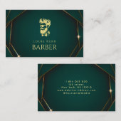 Groene en gouden kapperszaak visitekaartje (Voorkant / Achterkant)