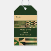 Groene en gouden Kente 'Happy Kwanzaa' Cadeaulabel (Achterkant)