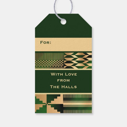Groene en gouden Kente 'Happy Kwanzaa' Cadeaulabel (Achterkant)