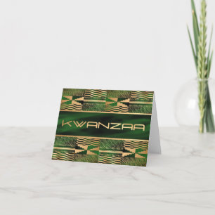 Groene en gouden Kente Print "Happy Kwanzaa" Kaart