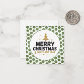 Groene en gouden kerst notitiekaartje (Voorkant / Achterkant in situ)