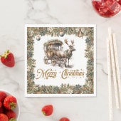 groene en gouden kerst rendieren slee servet (Insitu)