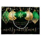 Groene en gouden kerstballen Kerstmis Groot Cadeauzakje (Achterkant)