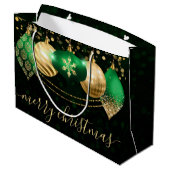 Groene en gouden kerstballen Kerstmis Groot Cadeauzakje (Achterkant Gekanteld)