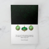 Groene en gouden kerstballen Ornamenten Feestdagen Kaart (Binnen)