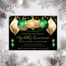 Groene en Gouden Kerstballen Quinceanera