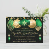 Groene en gouden kerstballen Sweet 16 Kaart (Staand voorkant)