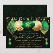 Groene en gouden kerstballen Sweet 16 Kaart (Voorkant / Achterkant)