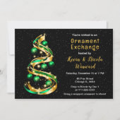 Groene en gouden kerstbeurs kaart (Voorkant)