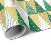 Groene en Gouden Kerstbomen Cadeaupapier (Rol Hoek)