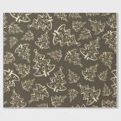 Groene en Gouden Kerstbomen Inpakpapier (Vlak)