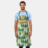 Groene en Gouden Kerstbomen Schort (Gedragen)