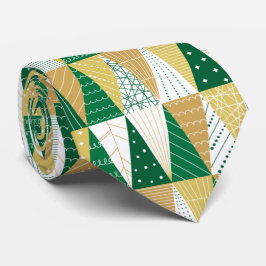 Groene en Gouden Kerstbomen Stropdas