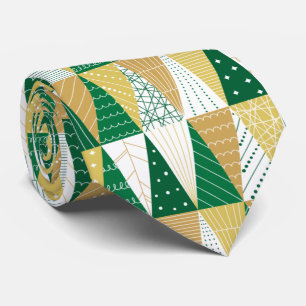 Groene en Gouden Kerstbomen Stropdas