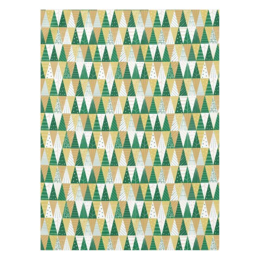 Groene en Gouden Kerstbomen Tafelkleed (Voorkant)