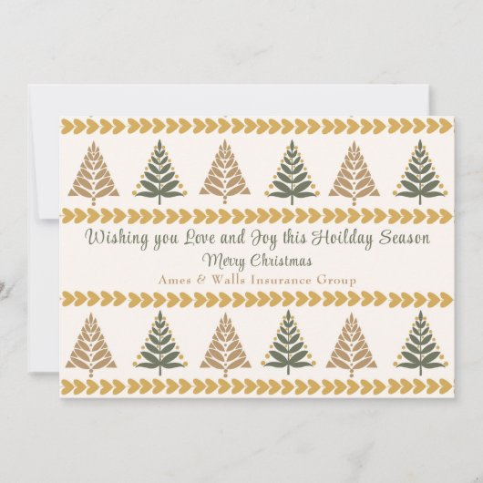 Groene en gouden kerstbomen Vakantie Groet Feestdagenkaart (Voorkant)