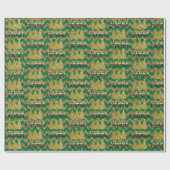 Groene en gouden kerstboom cadeaupapier (Vlak)