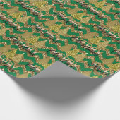 Groene en gouden kerstboom cadeaupapier (Hoek)