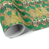 Groene en gouden kerstboom cadeaupapier (Rol Hoek)