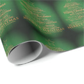 Groene en gouden kerstboom cadeaupapier (Rol Hoek)