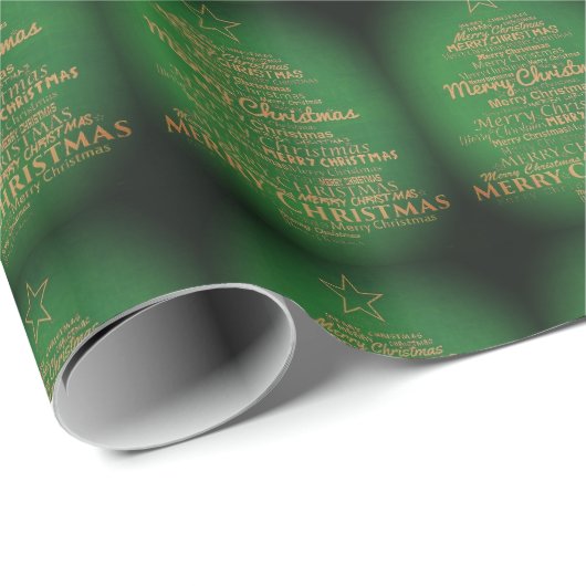 Groene en gouden kerstboom cadeaupapier (Rol Hoek)