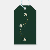 Groene en gouden kerstboom en sterren cadeaulabel (Achterkant)