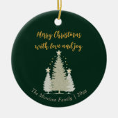 Groene en gouden kerstboom en sterren keramisch ornament (Voorkant)