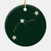 Groene en gouden kerstboom en sterren keramisch ornament (Achterkant)