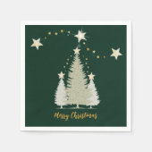 Groene en gouden kerstboom en sterren papier servet (Voorkant)