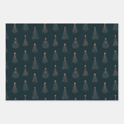 Groene en gouden kerstboom inpakpapier vel (Voorkant)
