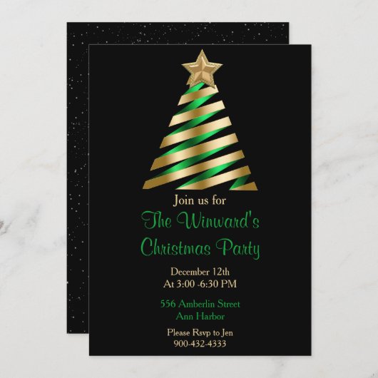 Groene en gouden kerstboom kaart (Voorkant / Achterkant)