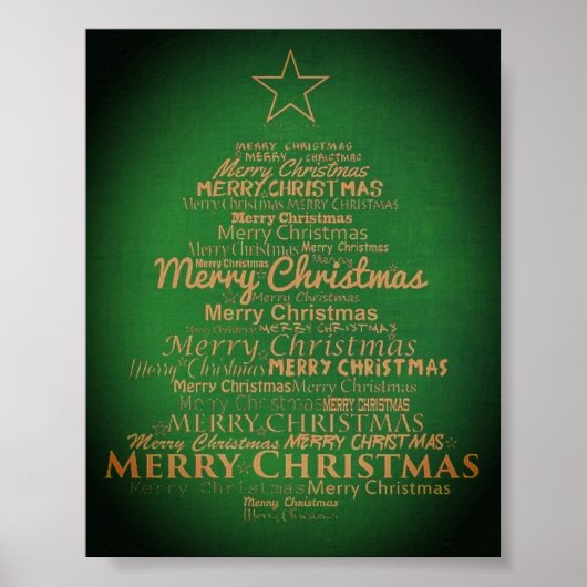 Groene en gouden kerstboom poster (Voorkant)