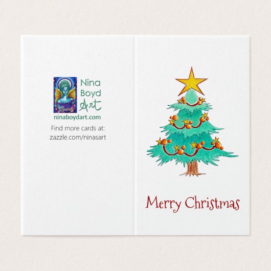 Groene en gouden kerstboomkaart *set van 25 kaart (Buitenkant ongevouwen)