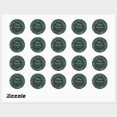 Groene en gouden kerstfeestdag ronde sticker (Vel)