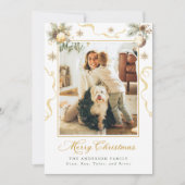 Groene en gouden kerstfoto kaart (Voorkant)