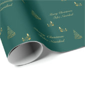 Groene en Gouden Kerstmis Tweetalige Feliz Navidad Cadeaupapier (Rol Hoek)