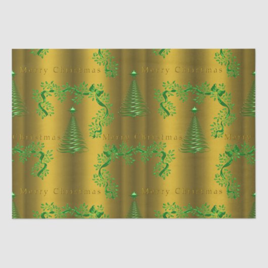 Groene en Gouden Kerstmismagie Tissuepapier (Voorkant)