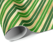 Groene en gouden kerststrepen cadeaupapier (Rol Hoek)