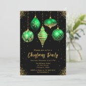 Groene en Gouden Kerstversiering Kerstfeest Kaart (Staand voorkant)