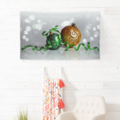 Groene en gouden kerstversieringen spandoek (Insitu)