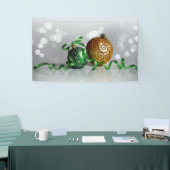 Groene en gouden kerstversieringen spandoek (Beurs)