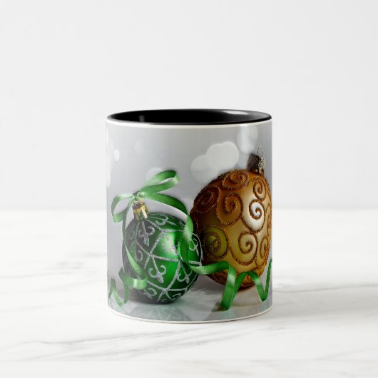 Groene en gouden kerstversieringen tweekleurige koffiemok (Center)