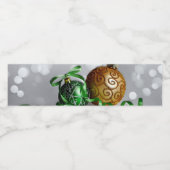 Groene en gouden kerstversieringen waterfles etiket (Enkel label)