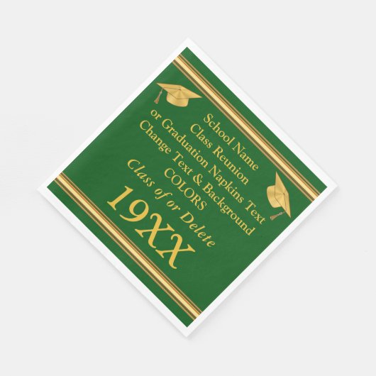 Groene en gouden klasse reünie servetten voor uw k (Hoek)