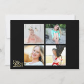 Groene en Gouden Klasse van 2024 Multifoto Kaart (Achterkant)