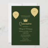 Groene en gouden klassieke elegante chique Quincea Kaart (Voorkant)