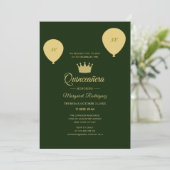 Groene en gouden klassieke elegante chique Quincea Kaart (Staand voorkant)