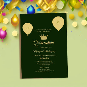 Groene en gouden klassieke elegante chique Quincea Kaart